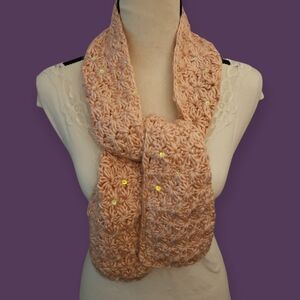 BONGO Light Pink Coquette Floral Sequin Knit Scarf